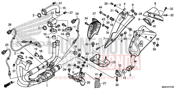SILENCIEUX D'ECHAPPEMENT de VFR1200F DCT PEARL GLARE WHITE (NHB53) 2015
